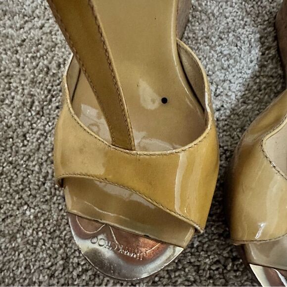 Jimmy Choo Pela Patent Cork Wedges in Nude/Tan Size EU 37 - Picture 10 of 11